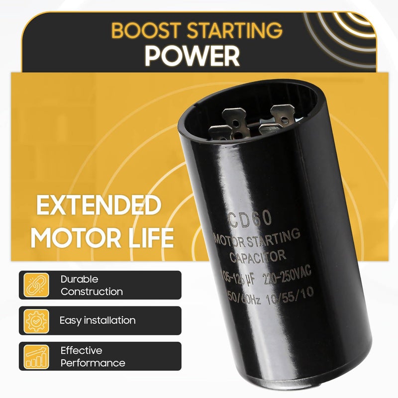 Seentech 105-126 uf/MFD 220-250 VAC Motor Start Capacitor Universal Fit for Franklin Control Box 2823008110, 2823018110, 2801084915, 2823018310, 2823508110 1.0 1.5 and 2 HP Well Pump and Others - Image 3